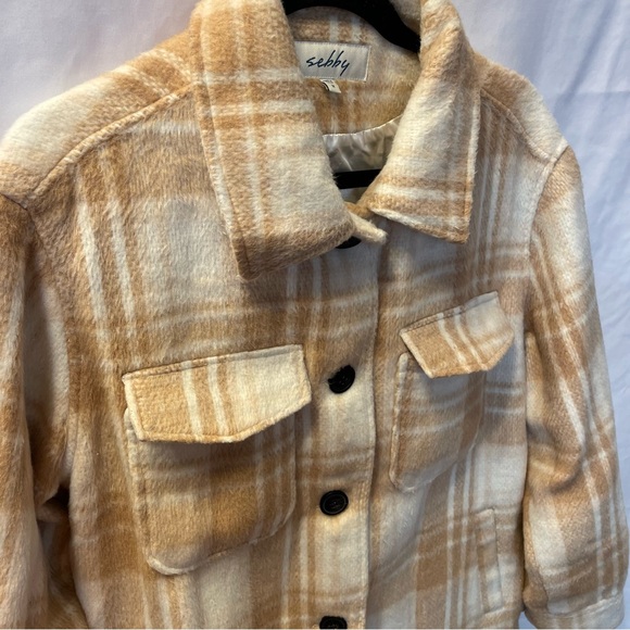 Sebby Shacket Shirt Jacket Plaid Button Up Coat Medium Preppy Academia Winter - Picture 2 of 16